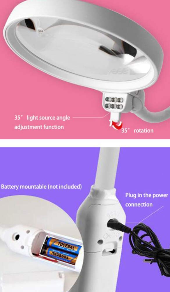 Lupa, biurkowa 2X 4X i zaciskowa lampa powiększająca 2 w 1, szkło powiększające do czytania ze stojakiem, jasne światła LED w świetle dziennym i elastyczna gęsia szyja do hobby, rzemiosła, stołu