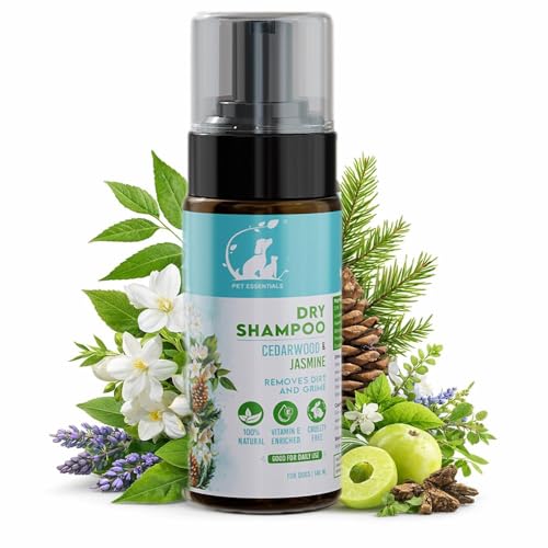 Image of Dry Shampoo for Dogs with Cedarwood & Jasmine (140ml) | Quick Clean, No Water Needed | Removes Dirt & Grime | 100% Natural & Ayurvedic | Cruelty-Free | for All Dog Breeds