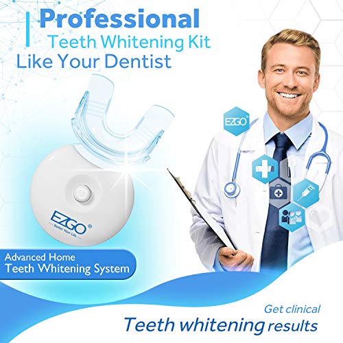 Ezgo Teeth Whitening Kit With Led Light, 5 X Led Fast-Result Teeth Whitener With Carbamide Peroxide Teeth Whitening Gel, Non-Sensitive Tooth Whitening Kit Remove Stains From Coffee And Soda (Blue Kit) #TOP3