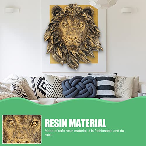 Veemoon Lion Head Wall Statue Resin Bronze Lion Head Wall Hanging Sculpture Wall Decoration Plaque Fake Animal Head For Farmhouse Decor #TOP2