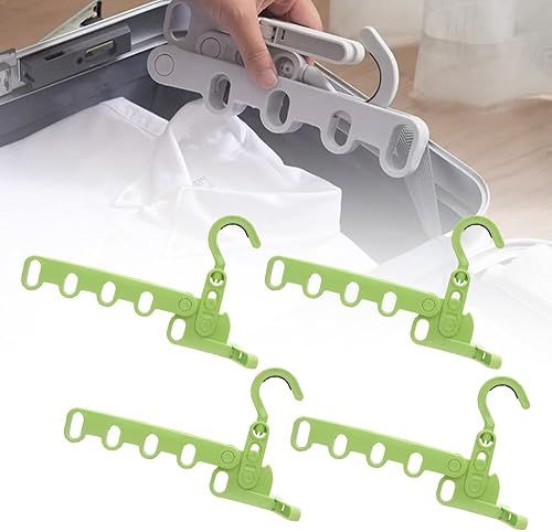 Miniatura 7 de 4 perchas plegables de viaje, colgador de ropa plegable portátil con 5 agujeros, colgador de ropa montado en la pared, estante de secado plegable