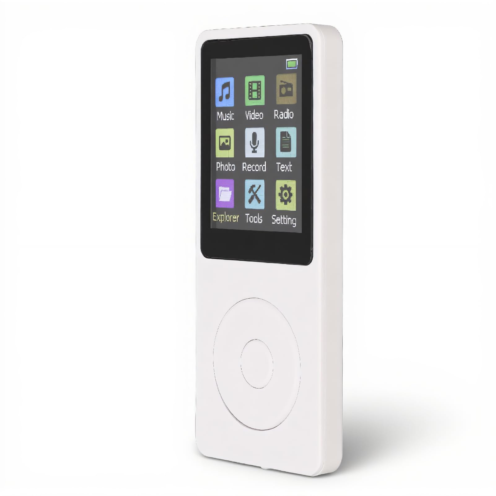 MP4 Player 1.8 Inch LCD Digital Player, Thin MP3 MP4 Player Support 32GMemory Card Portable Digital Player Video for Sports Travel (White)