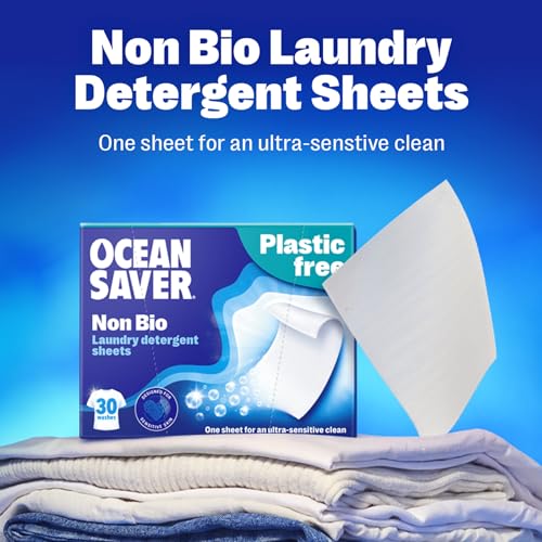 OceanSaver Eco Laundry Detergent Sheets | Non-Bio | Eco-Friendly, Biodegradable & Freshly Scented | Zero-Waste & Removes Tough Stains | Vegan, Plastic & Cruelty-Free | Plant Based Formula (60 Washes) - Image 2