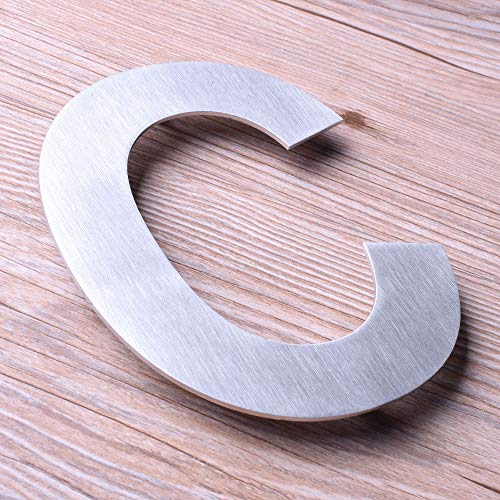 Mellewell 6-Inch Floating Address Letters Door Sign Stand Out House Letter C Brushed Nickel, Made of Stainless Steel 304, HN06-C - Thumbnail 2