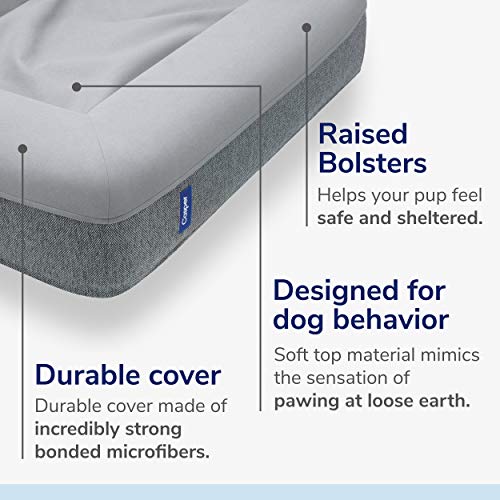 Casper Dog Bed, Plush Memory Foam, Medium, Gray, 25.0"L x 33.0"W x 6.0"Th