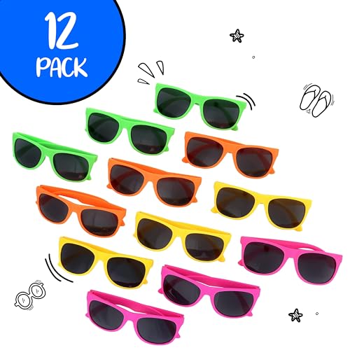 Neliblu Kids Sunglasses Bulk Party Favors 80’s Style Sun Glasses for Beach and Pool Party Favor Bags, Carnival Prizes, Party Favors, Party Toys, Bulk Pack Sunglasses for Kids And Adults (1 Dozen) - Thumbnail 6
