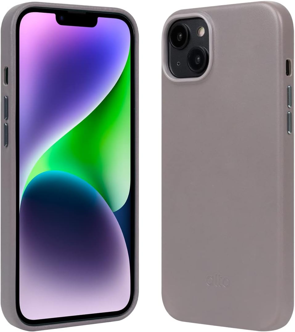 alto Leather Case Compatible with iPhone 15 Plus and 14 Plus, Original Series Drop Protective Italian Leather Phone Cover (6.7 inch, Gray)
