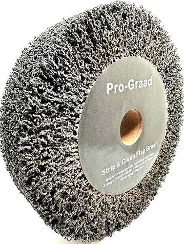 Image of 8 inch x 2 inch Black 40 Grit Extra Coarse Non-Woven Bench Grinder Strip & Clean Flap Brush Wheel, Metal Graining, Stripping, Rust & Paint Removal, Compatible for 1 /2 inch, 5 /8 inch, 3 /4 inch, 1 inch, 1-1 /4 inch Arbor