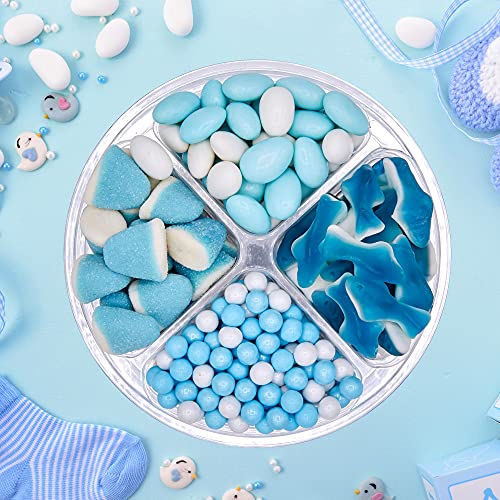 Luxury-Gourmet-Sweets Blue Candy Gift Platter - Assorted Sampler Basket Of Quality Candies - Perfect Baby Shower Decorations For Boy - Candy Tray With Fancy Ribbon - Blue #TOP4