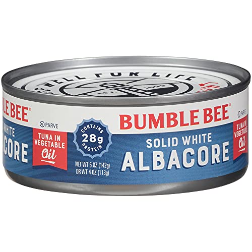 Bumble Bee Solid White Albacore Tuna In Oil, 5 Oz Can (Pack Of 24) - Wild Caught Tuna - 28G Protein Per Serving - Non-Gmo Project Verified, Gluten Free, Kosher - Great For Tuna Salad & Recipes #TOP2