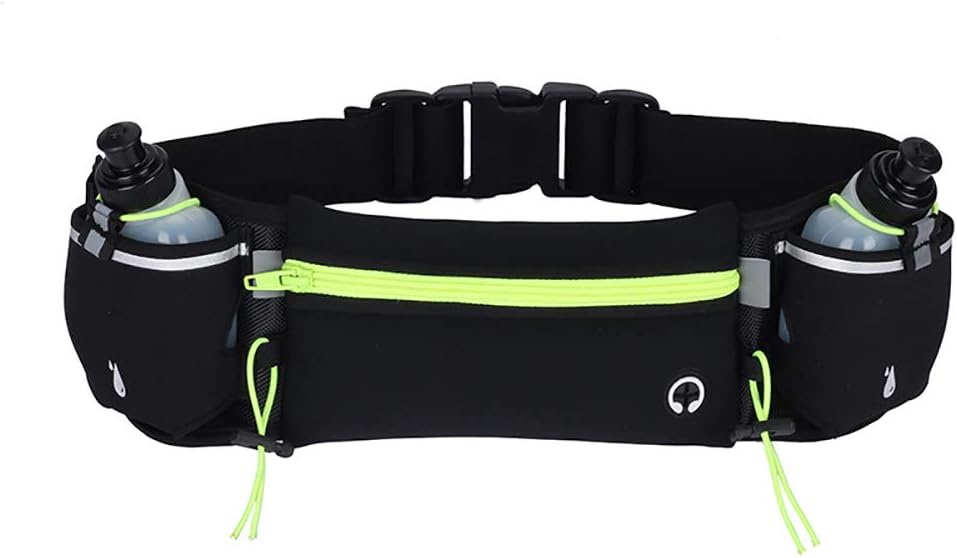 Upgraded Running Belt with Water Bottle, Running Fanny Pack with Adjustable Straps, Large Pocket Waist Bag Phone Holder for Run Fits Smartphones
