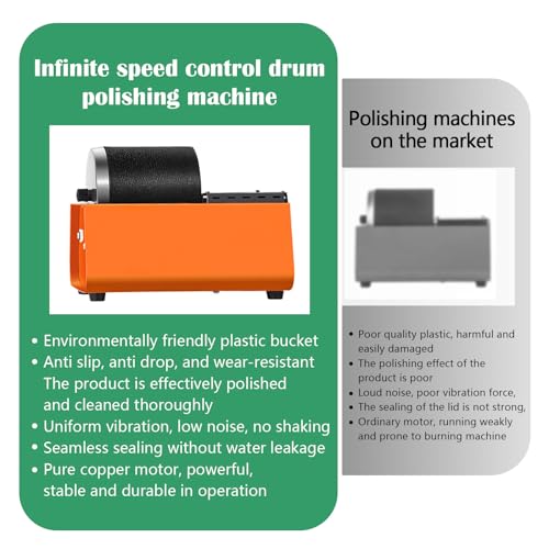 Poliermaschine Polierer, Poliertrommel Schmuck Multifunktional Metall Poliermaschine Einstellbar Rotationsgeschwindigkeit Rotary Tumbler Oberflächenpolierer 50W Mit Polierperlen Steinpoliermaschine
