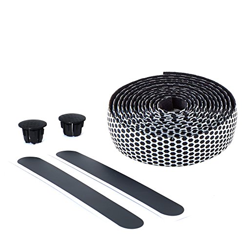 Vinqliq Superior Grip Breathable Hexagon Anti-Slip Silicone Bike Handlebar Tape Wraps Adhesive Back with Bar Plugs (White) - Thumbnail 5
