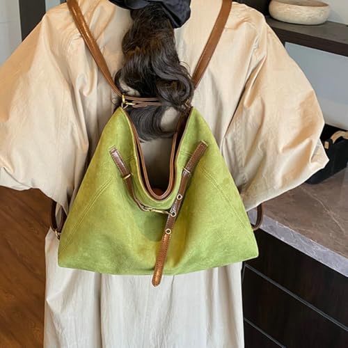 Women Vintage Suede Leather Shoulder Bag Large Bucket Tote Crossbody Handbag Classic Backpack Work Travel Dating3