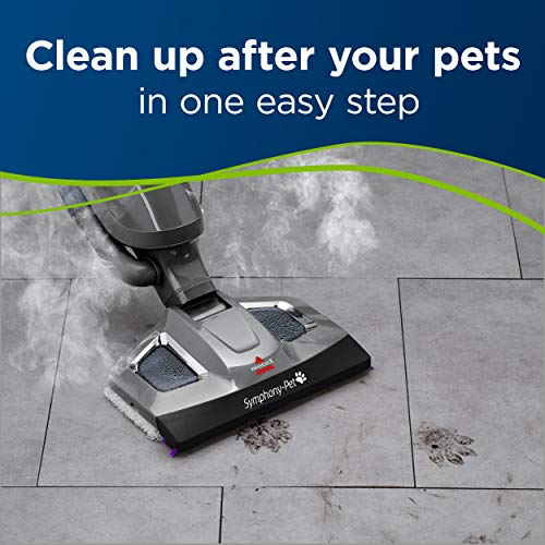 Bissell Symphony Pet Steam Mop and Steam Vacuum Cleaner for Hardwood and Tile Floors, with Microfiber Mop Pads, 1543A - COLOR MAY VARY(Renewed)
