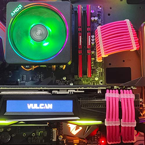 Image of PSU Extension Kit With Two Sets of Combs 1x24Pin /1x8Pin(4+4) EPS /2x8Pin(6P+2P) PCI-E / 30CM Length, PC Sleeved Cable for ATX Power Supply (Pink)