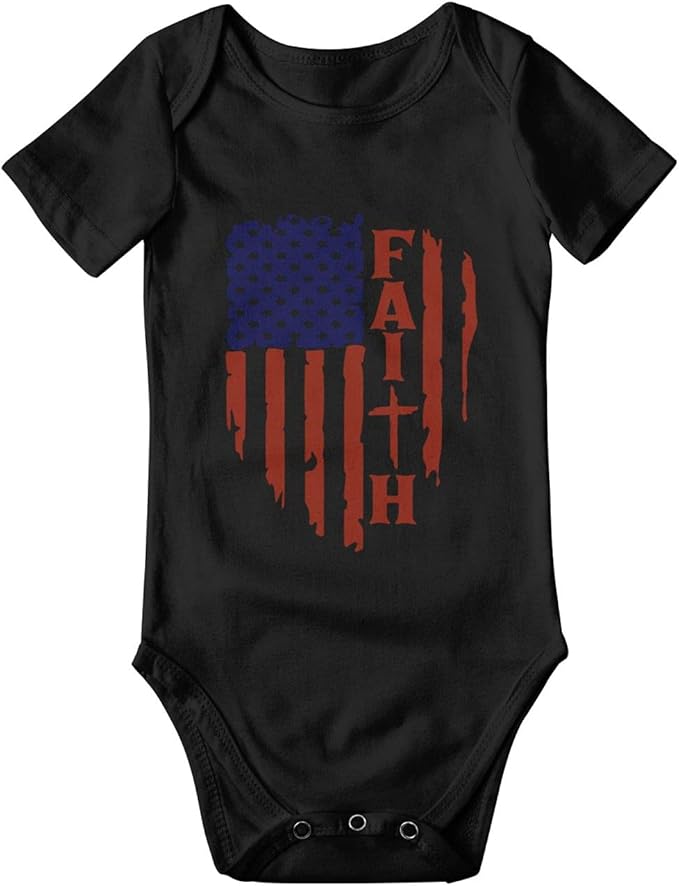 Usa Flag Faith Baby Crawling Suit Unisex