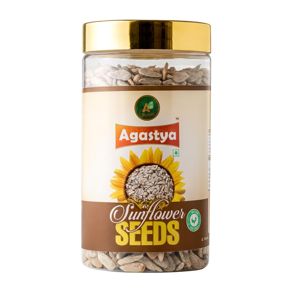 Agastya Organic Sunflower Seeds, 100% Organic Certified, Raw Sunflower Seeds for Eating, Diet Food, Healthy Snack,High in Fibre (200 gram)