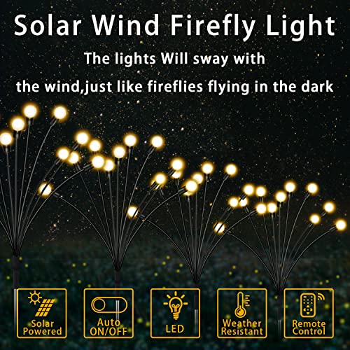 Thgilemo Firefly Lights Solar Outdoor, Solar Firefly Garden Lights 6 Pack 8 Led Waterproof Lights With Remote Control, Solar Garden Lights For Yard Patio Pathway Garden Decor（Warm-White） #TOP1