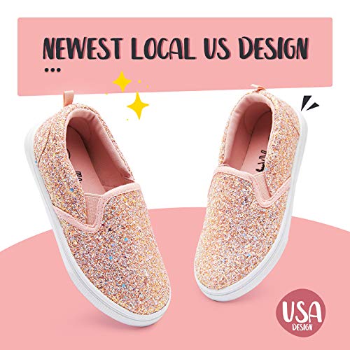 K Komforme Toddler Girls & Boys Slip On Canvas Sneakers Moccasins Kids Tennis Shoes Size 12 A-Pink Glitter #TOP2