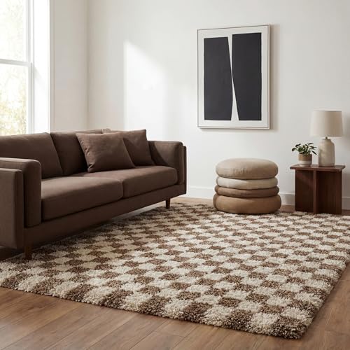 Tapete decorativo Shag beige 5'3 x 7'6 rectangular miniatura 3