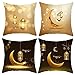 Ramadan poszewki na poduszki zestaw 4 szt. skóra brzoskwiniowa złoty księżyc poszewki na poduszki muzułmańska sofa kanapa dekoracja