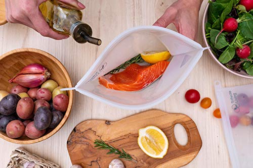 image for Trifecta Living Co. Reusable Silicone Food Bag |(7 Packs) 5 Bags + Reu