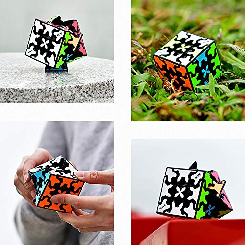 Yealvin Gear Speed Cube Set, Gear Puzzle Cube Bundle of Gear Pyraminx Cube 3x3 Gear Cube Gear Cilíndrico y Ball Cube Puzzle Juguetes 4pcs