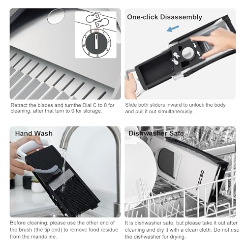 ZTQCSQ (All in 1) Upgraded Version Mandoline Slicer for Kitchen & Adjustable Mandolin. Detachable Blade, Kitchen Veggie Chopper Cut Slicing, Strips, Shredding, Dicing, Chop