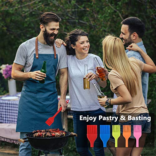 Hhyn Silicone Basting Pastry Brush Set 5 Pack Heat Resistant Spread Oil Butter Sauce For Bbq Grill Barbeque Kitchen Baking Cooking Pastries, 2 Large & 3 Small Multicolor #TOP6