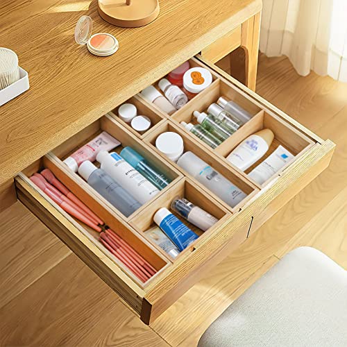 Youeon Set Of 6 Bamboo Drawer Organizer Storage Box, Adjustable Cutlery Tray Utensil Tray Silverware Organizer Multi-Use Drawer Organizers For Kitchen, Closet, Bathroom, Office, Desk, Makeup, Jewelry #TOP7