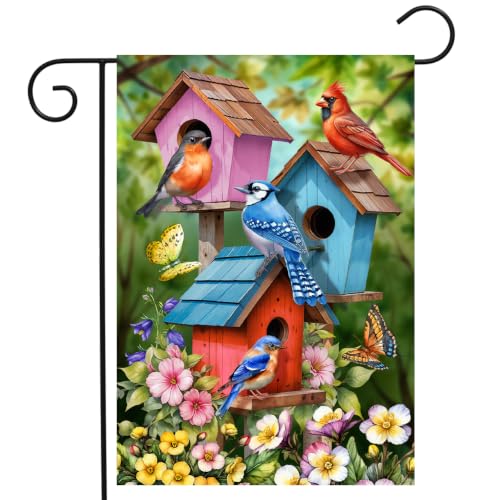 Briarwood Lane Spring Garden Flag 12x18 For Outdoor Spring Celebration Birdhouses For Spring Garden Flag Flags For Outside