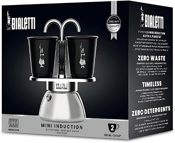 Bialetti Bialetti Mini Express Induction, 2-Cup Induction, Induction, Induction Compatible, Induction Type/Espresso Cup Included Coffeemaker, Espresso Maker, Makinetta