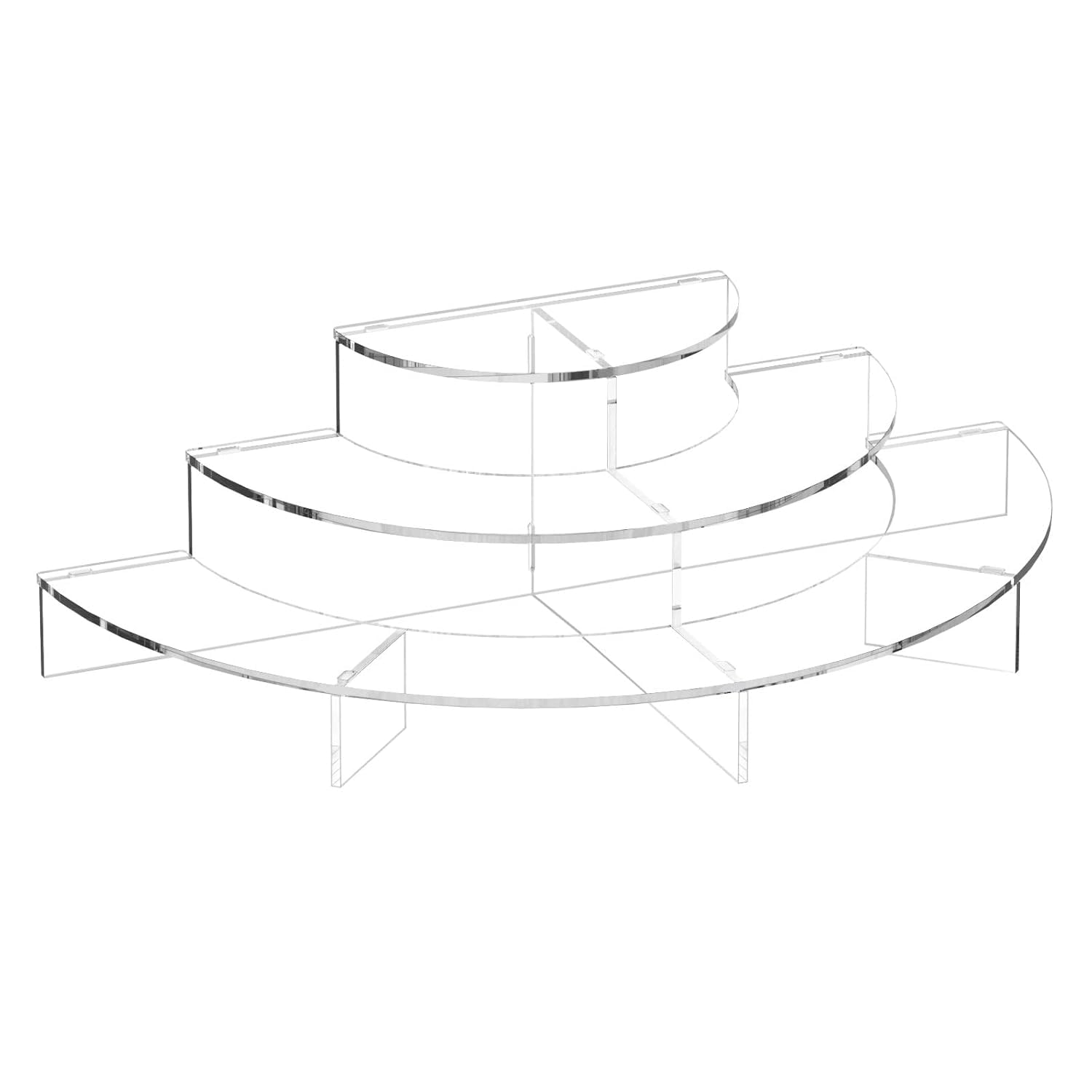 Divin Acrylic Risers for Display Large, Acrylic Display Stands, Clear Risers for Cupcake Display, Clear Stand for Perfume, Crystal, Dessert, Figurines (Half Circle)