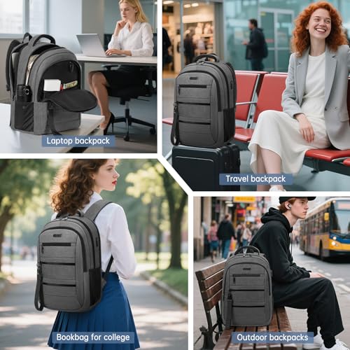 GMAK Travel Laptop Backpack for Men & Women, Business Anti Theft Laptops Backpacks with USB Charging Port, Fits 15.6 Inch Notebook, Water Resistant College School Computer Bag for Travel Sports, Grey 7