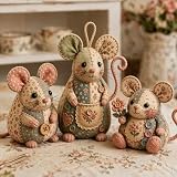 3 Stück Patchwork Maus DIY Bastelset – Erstellen Sie Ihre eigenen niedlichen Tiere, Kreatives Patchwork-Tierkunstprojekt, Süßes Maus DIY-Set, Einzigartiges Wohn-Accessoire-Geschenk