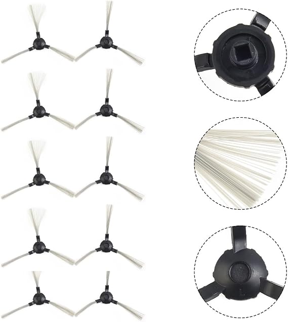 10 Pack Side Brushes Compatible with for MEDION MD 16192, MD 18500, MD 18501, MD 18600 Robot for Vacuum Cleaners Corner Cleaning