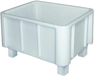 BRB Eurobehälter, stapelbar - für schwere Lasten, LxBxH 800x600x510 mm, lebensmittelecht, weiß, mit 4 Füßen