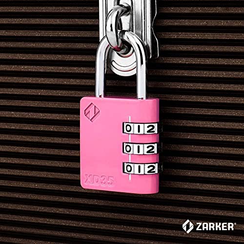 Zarker Xd35 3-Digit Combination Padlock, Pink, 1-Pack #TOP5