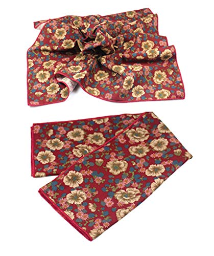 Neckerchief For Men, 24''× 24'' Multicolored Floral Cotton Scarf With Buckle #TOP1