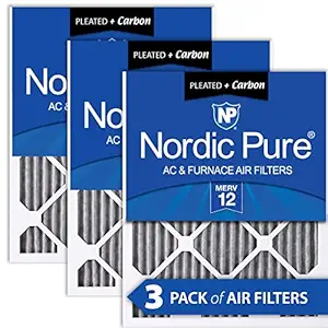 Nordic Pure 18x18x1PM12C-3 Pleated MERV 12 Plus Carbon AC Furnace Filters (3 Pack), 18 x 18 x 1
