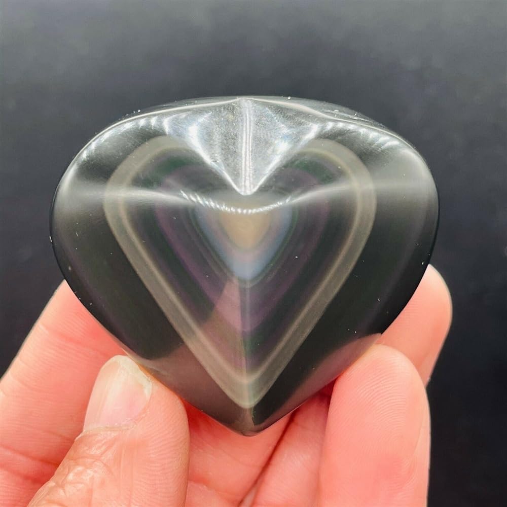 KatLin A Carved Heart of Natural Obsidian carves a Colored lamp Ornaments (Size : 1pcs)