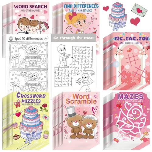 Hungdao 48 Pcs Wedding Mini Activity Books Bulk for Girls