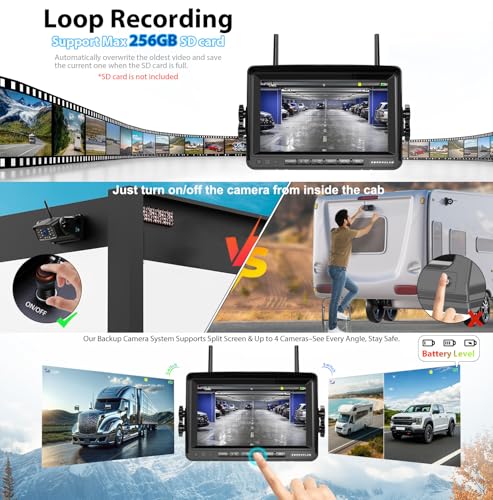 Image of ZEROXCLUB Magnetic Wireless RV Backup Camera System: Rear Camera with 7 inch HD 1080P DVR Monitor, DVR Monitor & IR Night Vision, Portable Rechargeable Camera for RV /Trailer /Fifth Wheels /Camper