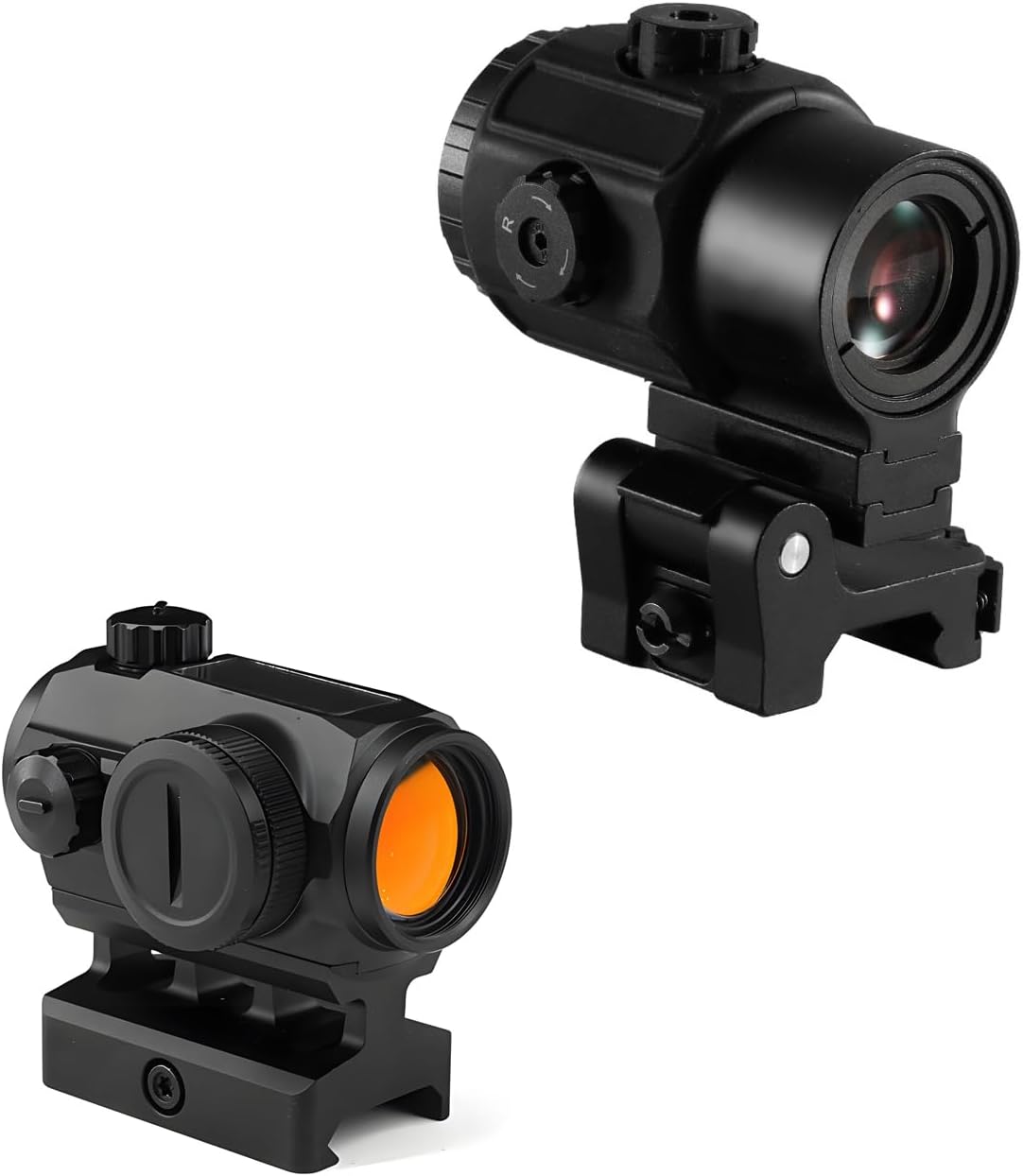 1x21mm Solar Red Dot Sight 3MOA with 44MOA Circle Multiple Reticles and G43 3X Magnifier with Standard Spacer Mount & Side FILP Up QD Quick Release Mount Base，7-Level Daytime+2-Level Night Vision