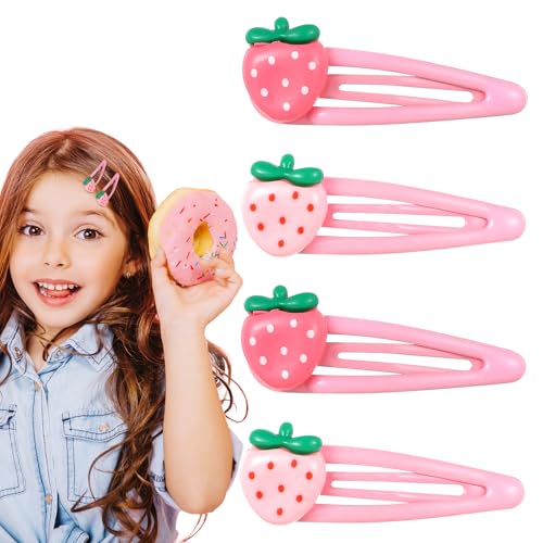Pinzas para cabello fresas 4 pcs color rosa miniatura 3