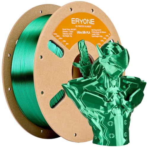 Image of ERYONE Silk Filament PLA+ 1.75mm Upgraded Shiny 3D Printer Filament, Gloss Finish, Fit Most FDM Printer Stable Printing,1kg (2.2LBS) /Spool, Green
