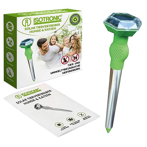Preisvergleich Produktbild ISOTRONIC Ultraschall Solar Tiervertreiber, Katzenschreck, Hundeschreck, Wildtiere / 5m Reichweite je Gerät / Frequenz 25kHz