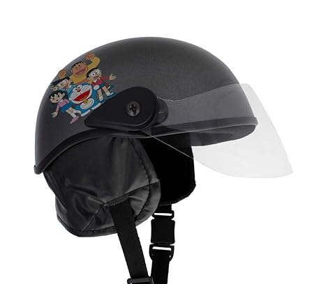 Western Era Stylish Doreamon Open Face Helmet for Kids || Baby Safety and Comfort || (3-12 Years) (Grey Matte)