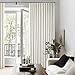 Natural Linen 100% Black Out Pinch Pleated Curtains 108 Inches Long 2 Panels Set for Bedroom Cream Back Tab Thermal Insulated Energy Efficient Blackout Curtains Living Room High Ceiling Length 9 Ft